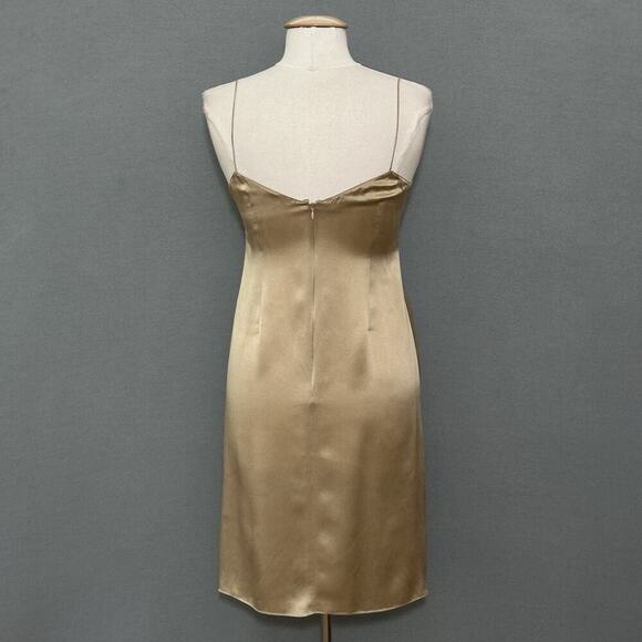 Rickie Freeman Teri Jon Womens Dress 4 Gold Silk Satin‎ Slip Cocktail Retro Y2K - Picture 6 of 13